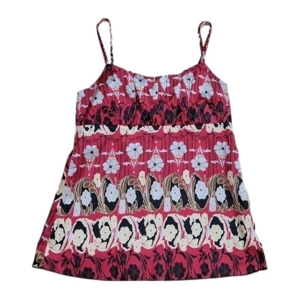 A. Byer Women's black/red/brown/grey floral satin top size Medium